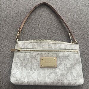 Michael Kors Cream and Gold Wristlet